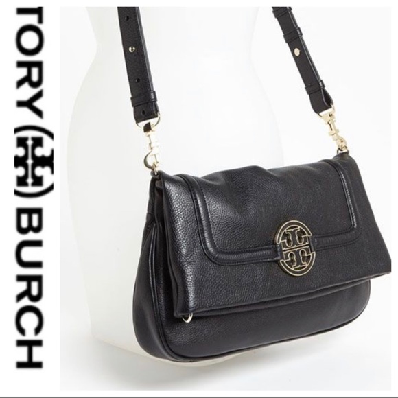 Tory Burch Handbags - 💕SALE💕Tory Burch Black Leather Amanda Fold Bag